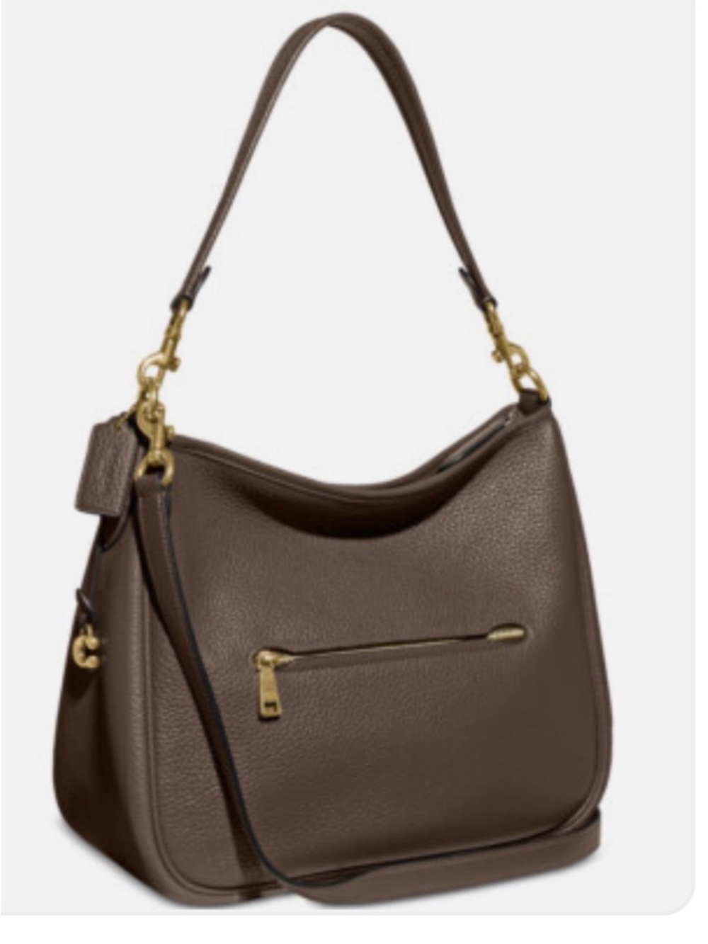 Coach Cary Medium Soft Pebble Leather Shoulder Bag in Dark Stone / Brown NWOT